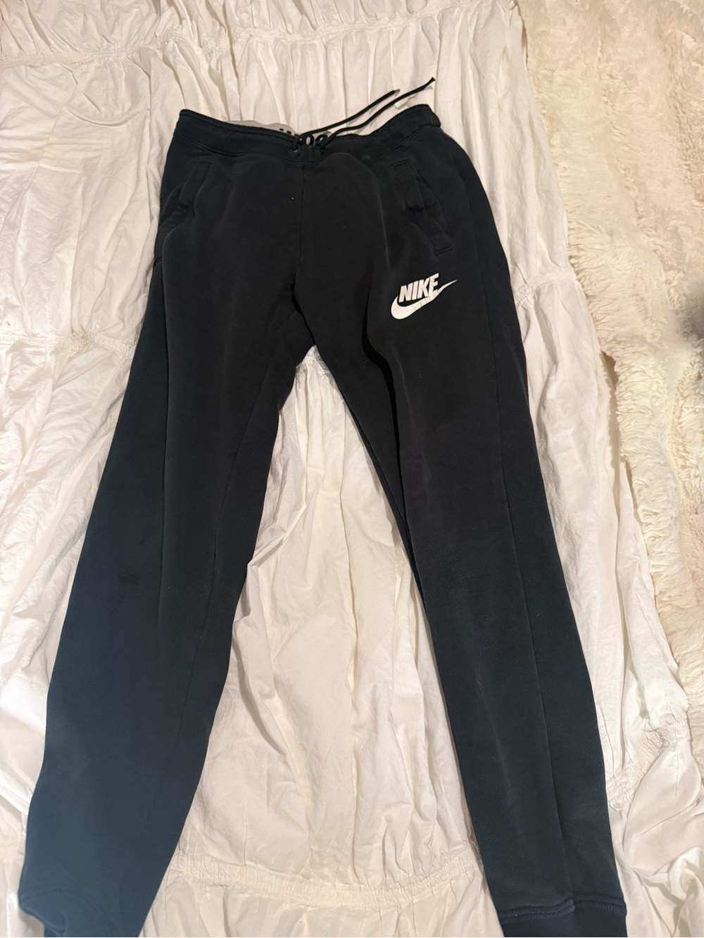 Nike Black Kids Jogger Sweatpants with White Logo
